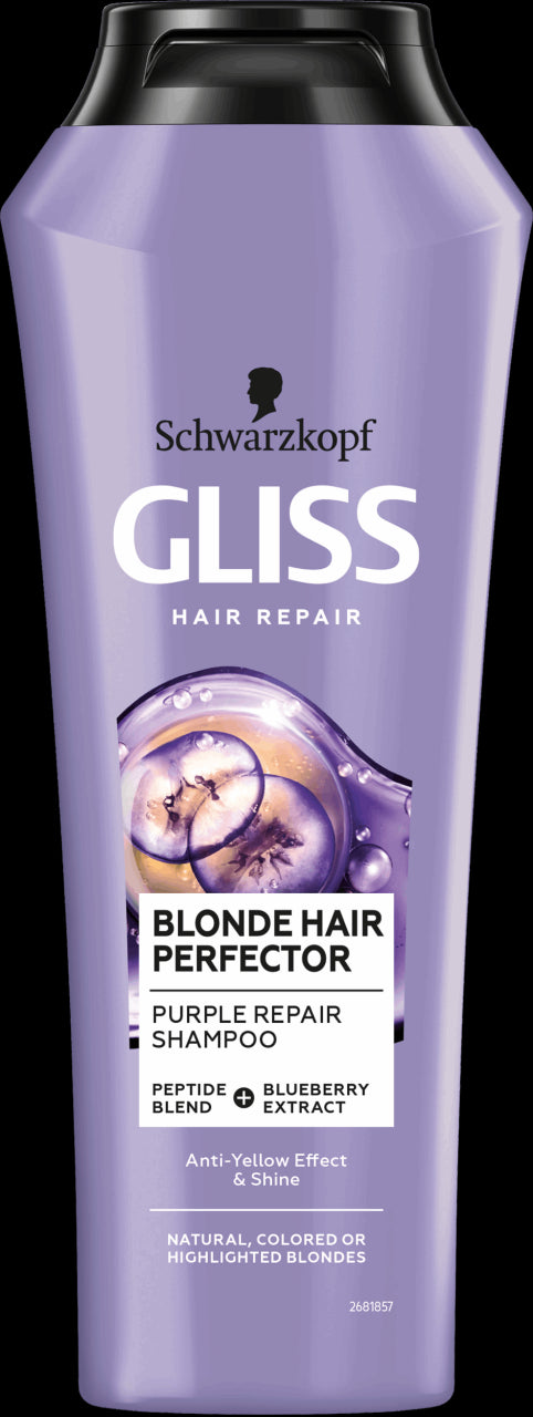 Gliss Blonde Hair Perfector - shampoo for natural, dyed or bleached blonde hair, 250 ml capacity