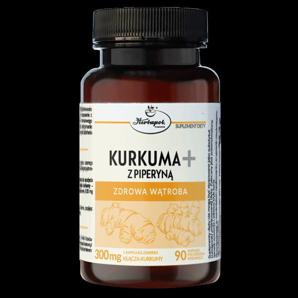 Herbapol Kraków - Turmeric + with piperine, healthy liver, dietary supplement, content: 90 capsules