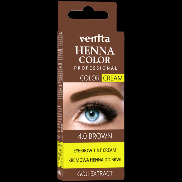 Venita Henna Color - eyebrow henna in cream with Goji, No. 4.0 - Brown, net weight: 15 g
