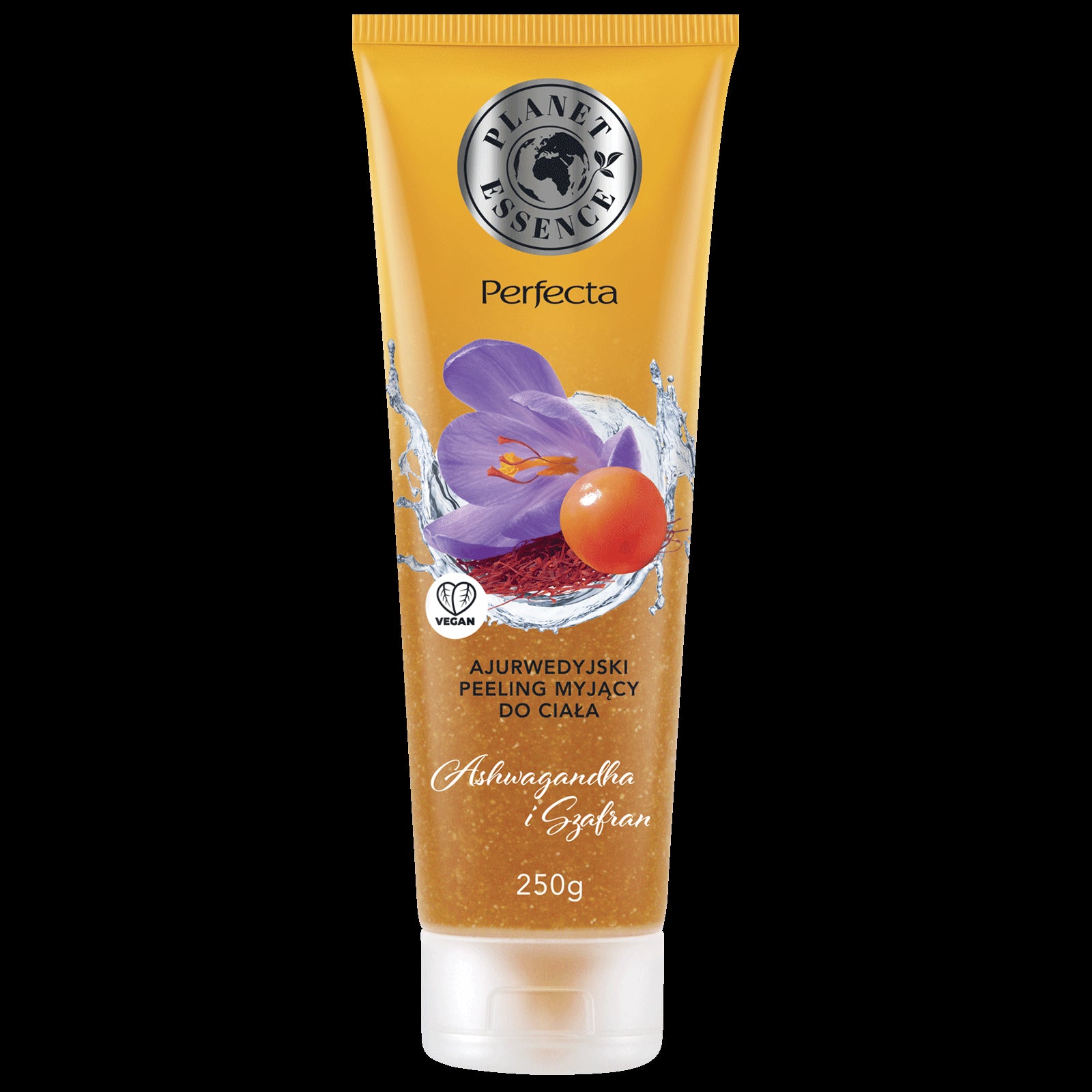 Perfecta Planet Essence - Ayurvedic body wash scrub Ashwagandha and Saffron, 250 ml capacity