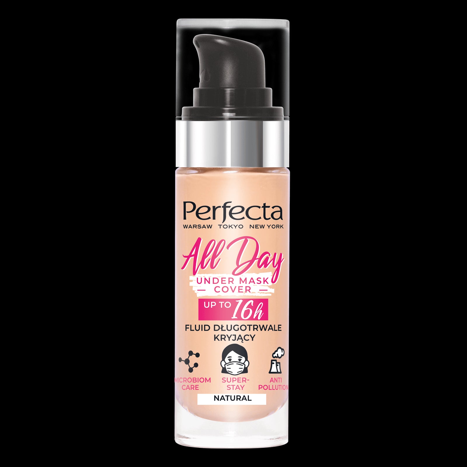 Perfecta All Day Under Mask Cover - long-lasting covering fluid NATURAL, 30 ml capacity