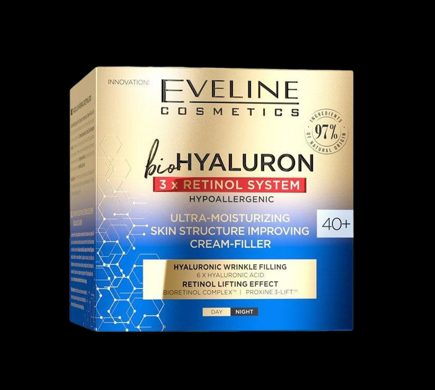 Eveline BioHyaluron 3x Retinol System - silnie nawilżający krem-filler na dzień i na noc, poj. 50 ml