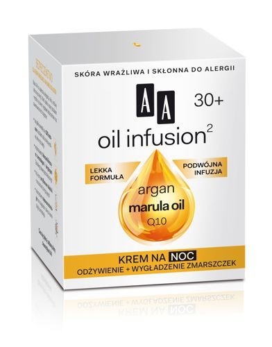 OIL INFUSION2 30+. Night cream to nourish + smooth wrinkles, 50 ml capacity.