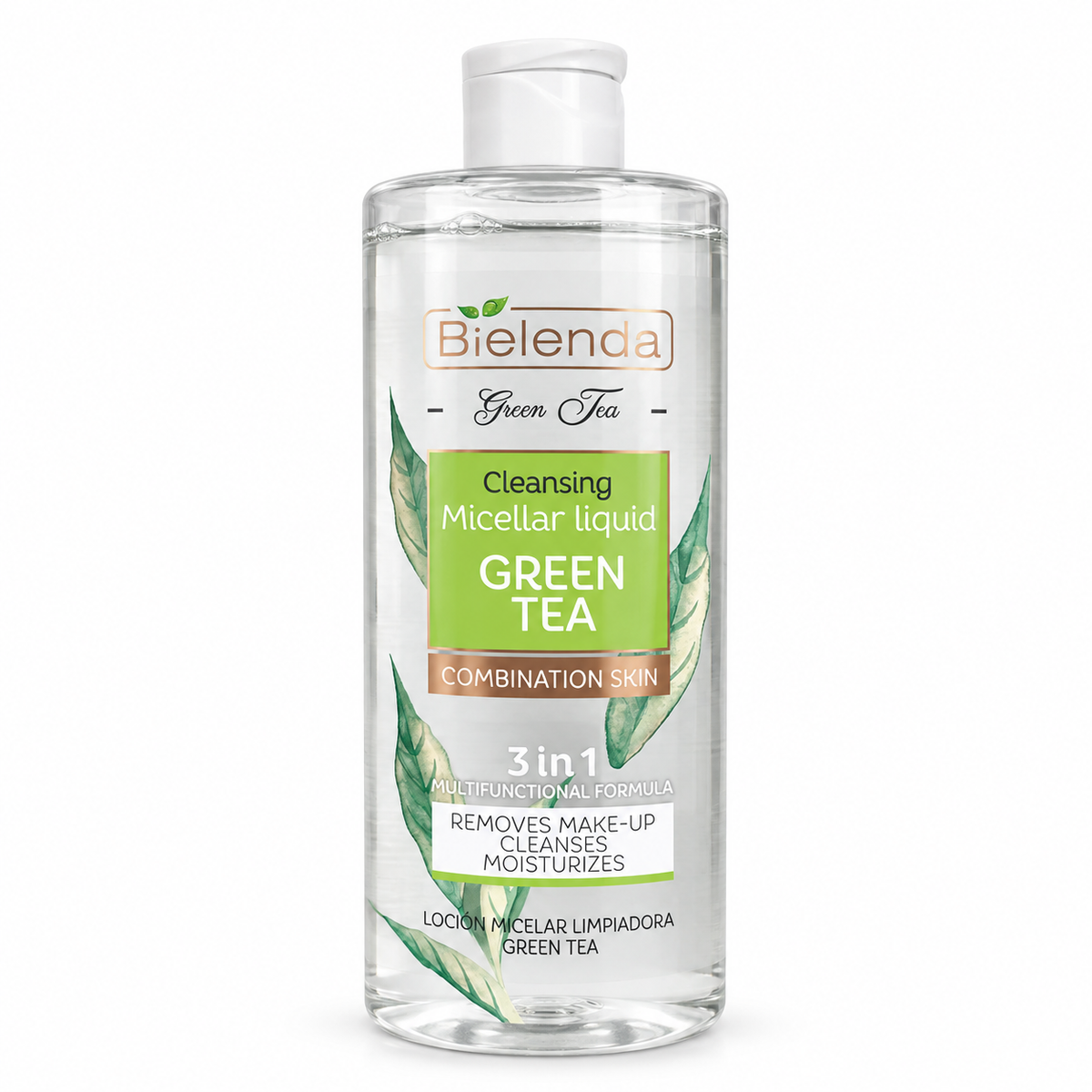 Bielenda GREEN TEA - Cleansing Micellar Water for Combination Skin 3-in-1, 16.9 fl oz (500 ml)