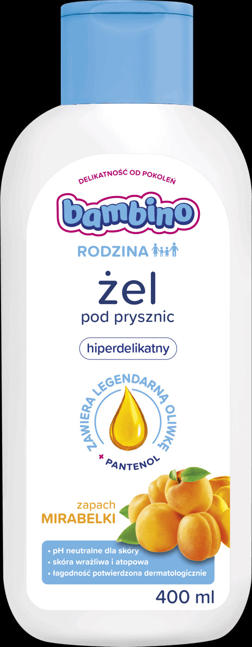 Bambino Family - shower gel for adults and children 3+ with the scent of mirabelle, capacity 400 ml