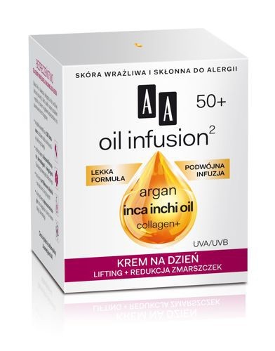 OIL INFUSION2 50+. Day cream, 50 ml capacity.