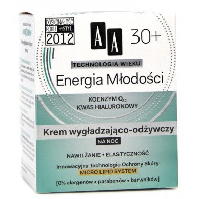 Age Technology 30+ Energy of Youth - smoothing and nourishing night cream, 50 ml capacity.