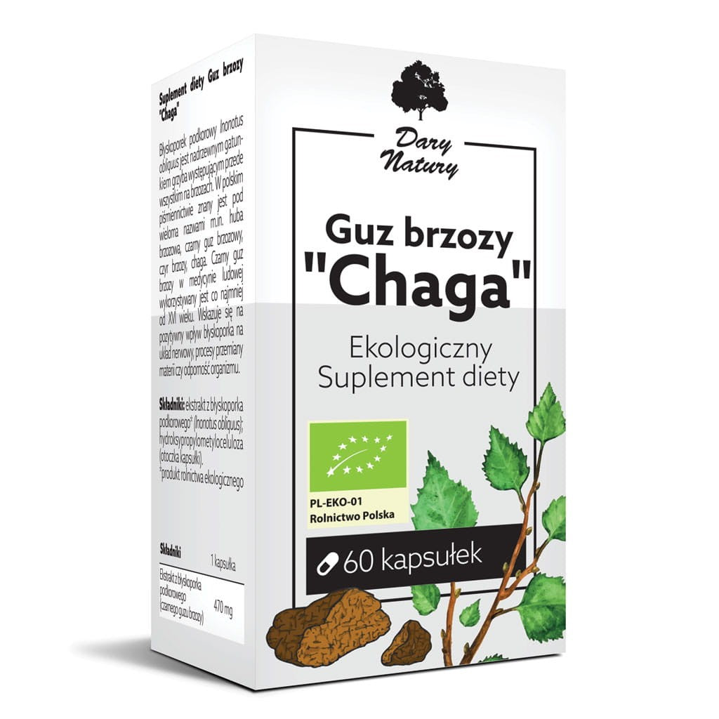 Dary Natury - Birch Tumor "CHAGA" EKO, organic dietary supplement, 60 capsules