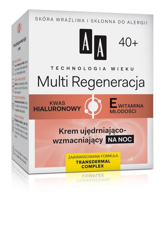 Age Technology 40+ Multi Regeneration - firming and strengthening night cream, 50 ml capacity.