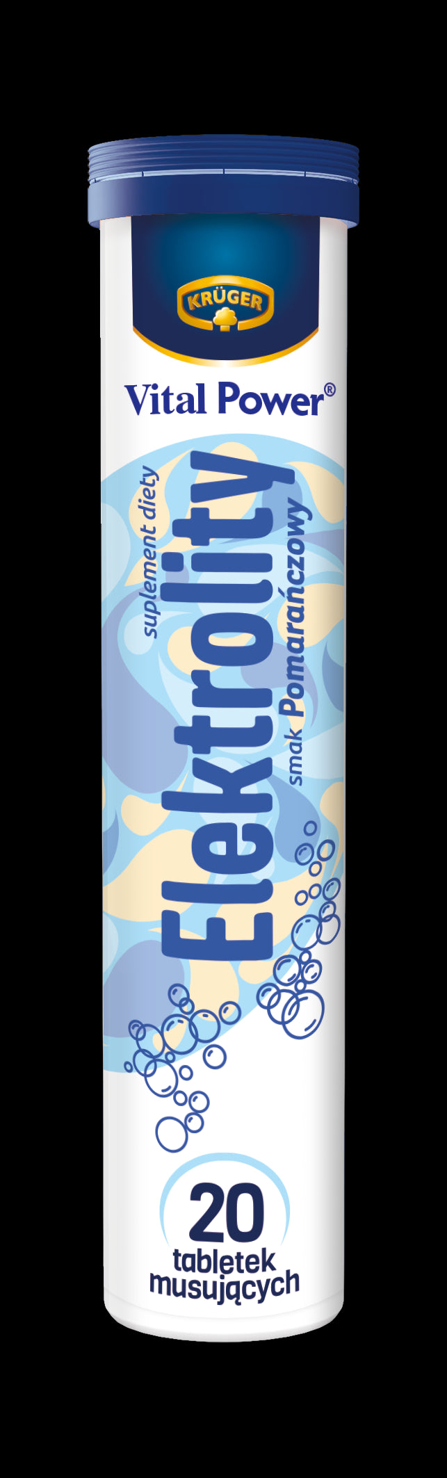 Kruger Vital Power Electrolytes - dietary supplement, orange-flavored effervescent tablets, 20 pcs