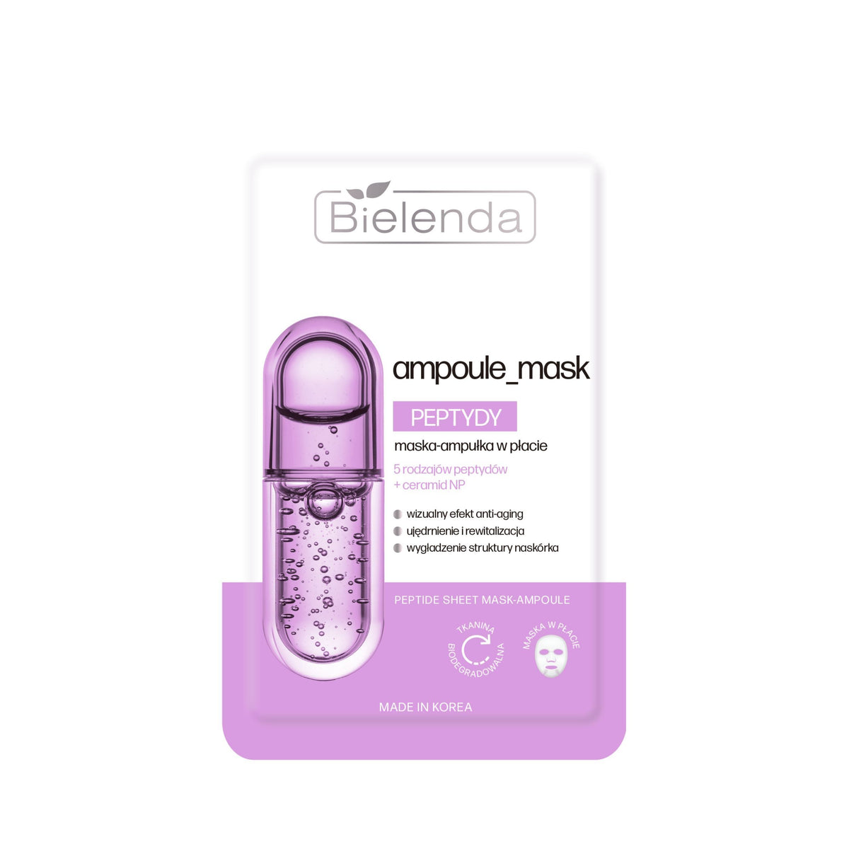 Bielenda Ampoule Mask - Peptides, Firming & Smoothing Sheet Mask – 1 Sheet