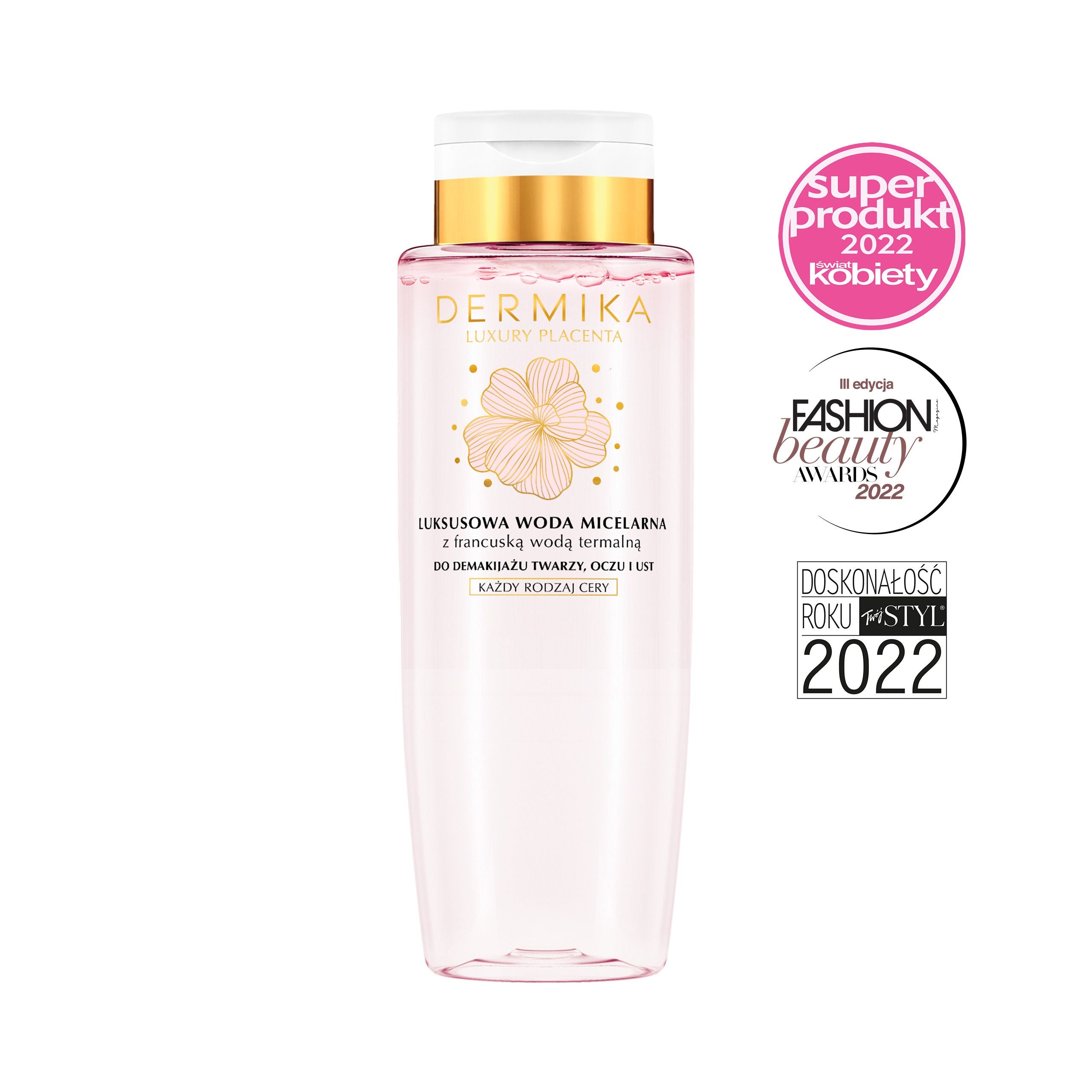 Dermika Luxury Placenta – Luxury Micellar Water with French Thermal Water for Face, Eyes & Lips, 13.53 fl oz (400 ml)