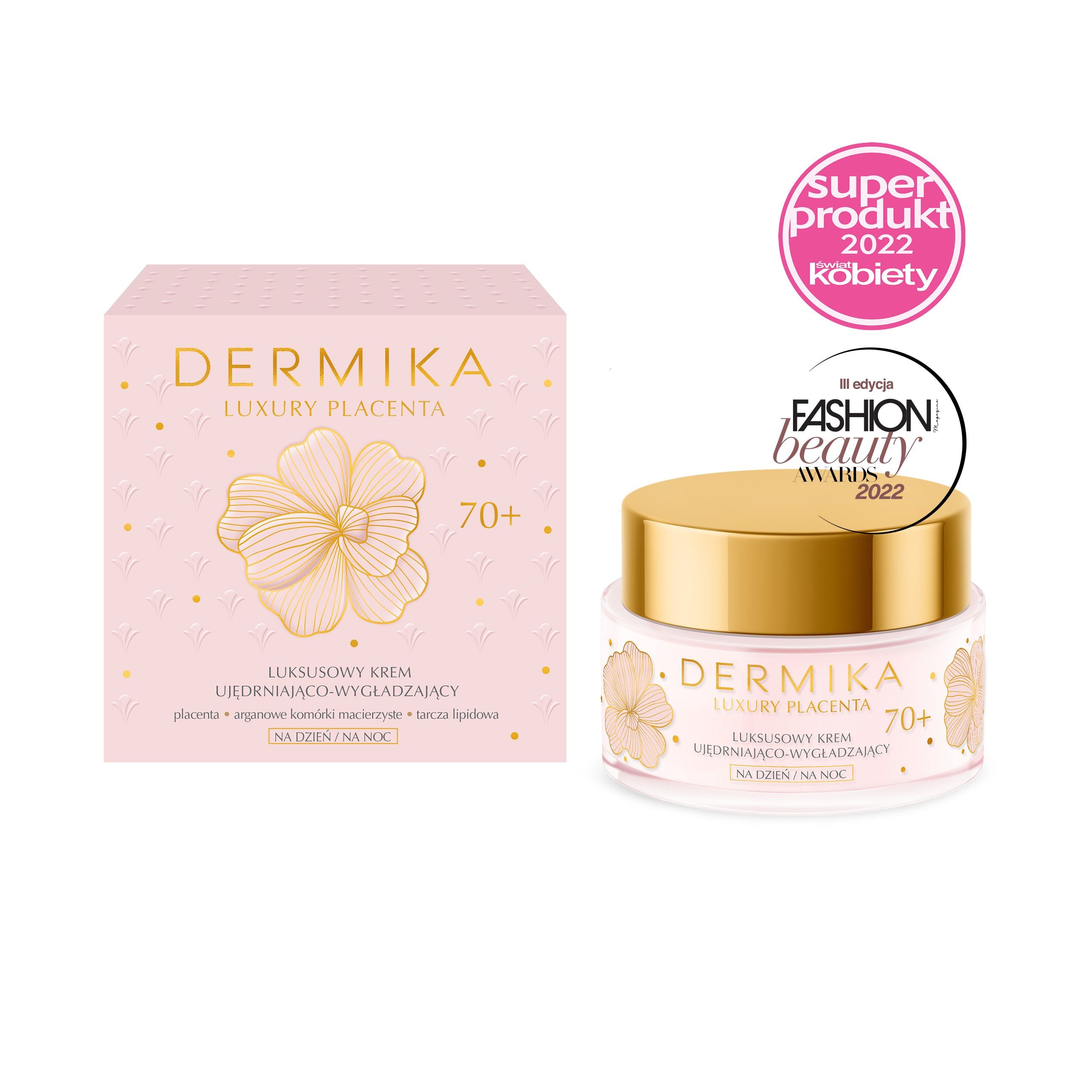 Dermika Luxury Placenta - Firming & Smoothing Day & Night Cream 70+, 1.69 fl oz (50 ml)