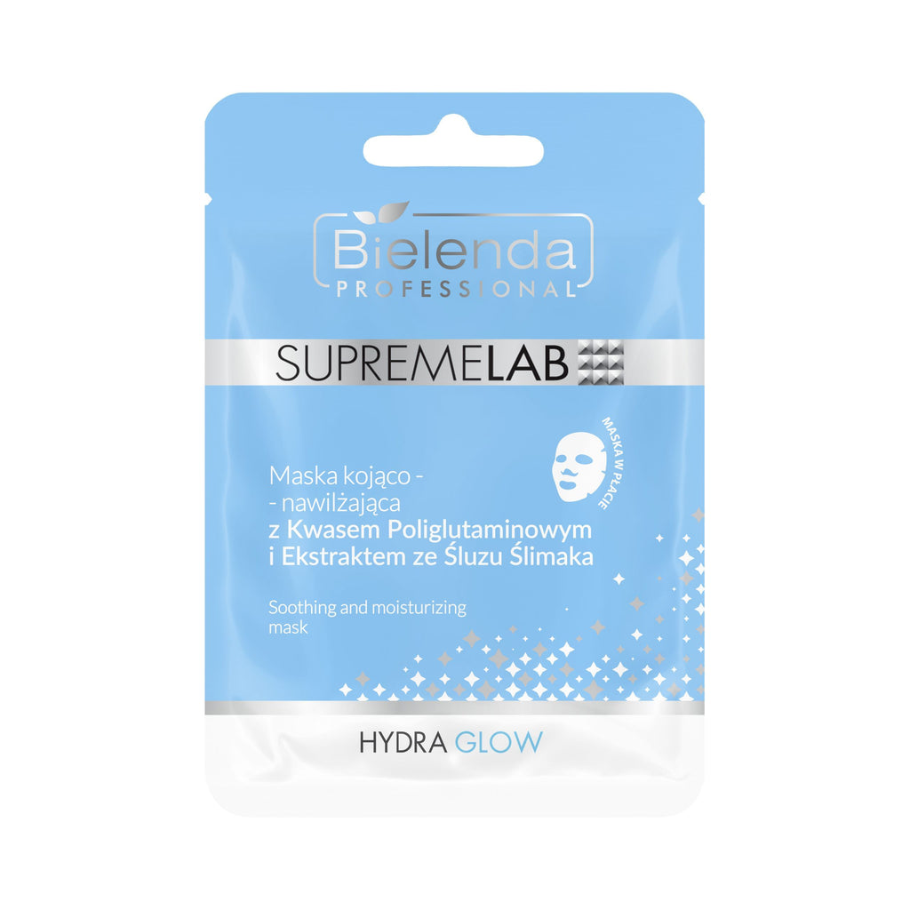 Bielenda Professional Supremelab Hydra Glow - Soothing & Moisturizing Sheet Mask – 0.7 oz (20 g)