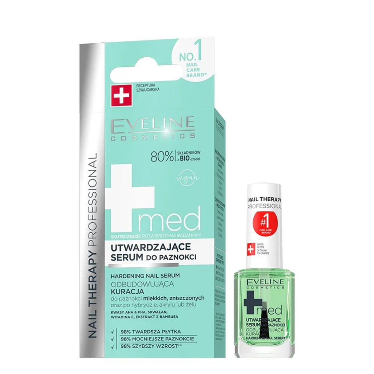 Eveline Nail Therapy Professional– Restorative Hardening Nail Serum MED+, 0.41 fl oz (12 ml)